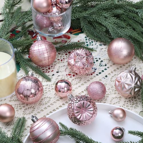 Pink Christmas Ball Ornaments 100Pcs Luxury Tree Decorations - Forsylvanas