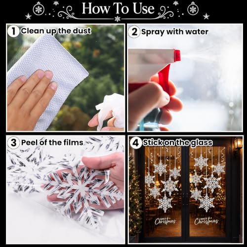 Heirloom Haven Silvery Snowflake 4Pcs Window Decals - Static Cling