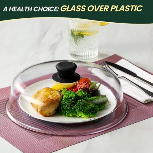 10-Inch Glass Microwave Splatter Cover with Silicone Mat - Vent Hole Lid