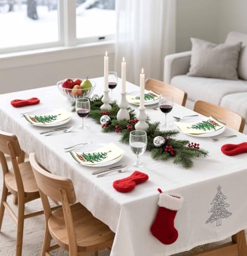 SietDESEO 25 PCS Christmas Dinner Napkins Disposable 3-Ply 13x15.7 in - Tree & Snowman Holiday Guest Towels