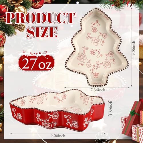 Vesici 9-Inch Christmas Tree Ceramic Pie Pan, 27oz, Red