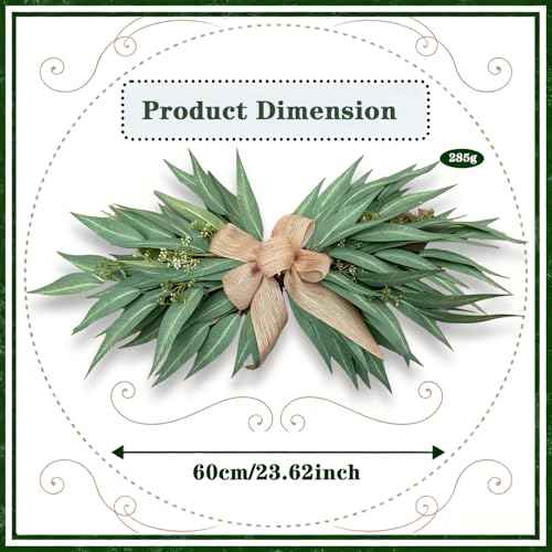 24-Inch Artificial Eucalyptus Greenery Swag with Rustic Linen Bow