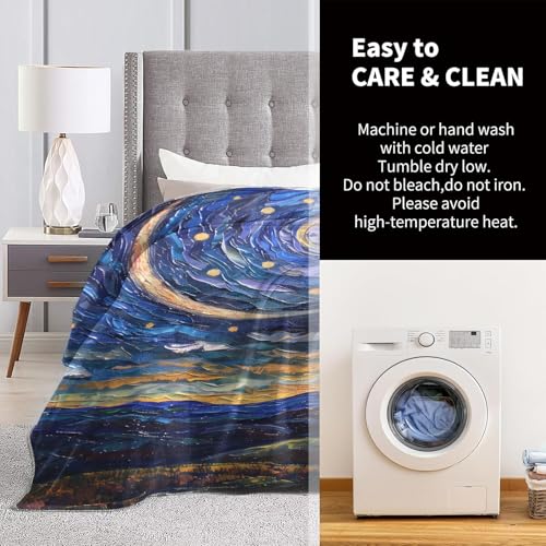 SIUKUS Sun Moon Star Galaxy Throw Blanket 60x80 Cozy Flannel for Kids & Adults