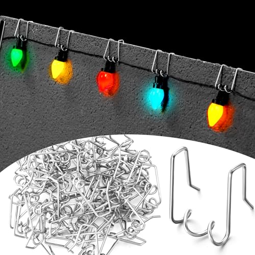50 Pcs Metal Gutter Hooks for Outdoor String Lights, Corkscrew Design