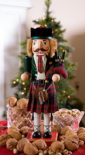 Clever Creations Green Scottish Bagpiper Wooden Nutcracker 14 Inch Christmas Decor