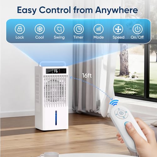 Portable Evaporative Air Cooler 4-in-1 Swamp Cooler with 3-Gal Water Tank