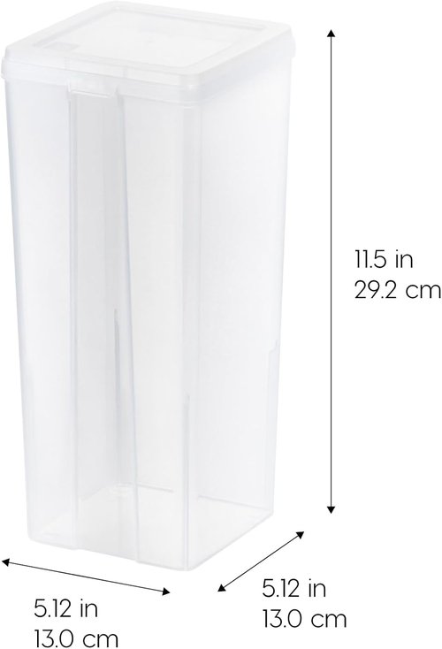 IRIS USA Vertical Storage Containers - Stackable Plastic Bins with Lids for Home & Office Organization | Clear, 6 Pack