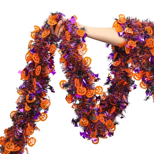 Halloween Glitter Tinsel Twist Garland - 50ft Metallic Party Decoration