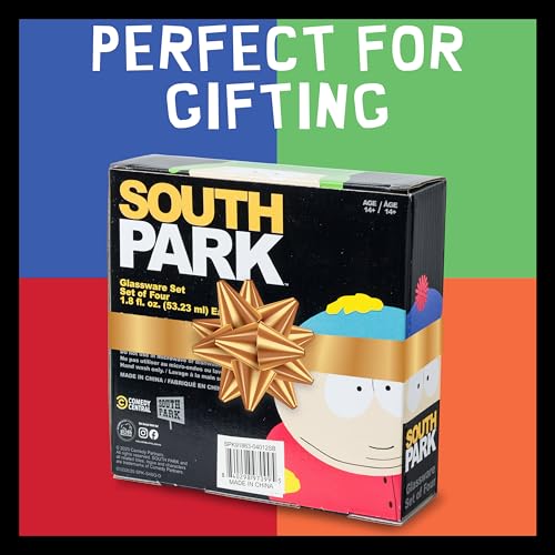 Silver Buffalo South Park Xmas Group Shots 4-Piece Mini Glass Set - Funny Holiday Drinkware