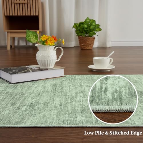 Green 6x9 Modern Abstract Area Rug - Non-Slip, Stain-Resistant, Machine Washable