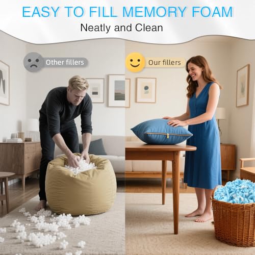10lbs Shredded Memory Foam Filling for Bean Bags, Pillows, and Dog Beds