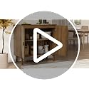 Walnut Wood Sideboard Cabinet with Adjustable Shelf and Line Groove Design