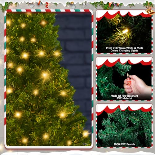 6ft Pre-Lit Full Artificial Christmas Tree with 250 Warm LED Lights