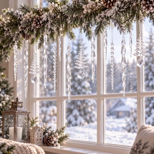 Soulchen 24 Pcs Crystal Icicle Christmas Ornaments - 3 Styles for Tree Hanging Decor (Variant: 24)