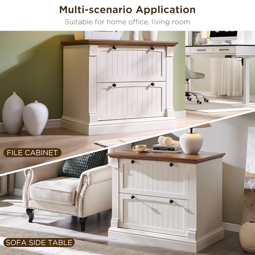 2-Drawer Farmhouse Lateral File Cabinet, 35.3-Inch Rustic Wood Organizer
