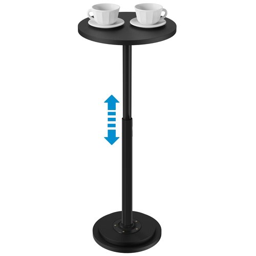 Drink Table, Small Side Table with Adjustable Height & Heavy-Duty Design, Pedestal Martini Tables for Small Spaces, Sofa Couch, Living Room, Bedroom, Supports up to 88 lbs, Black
