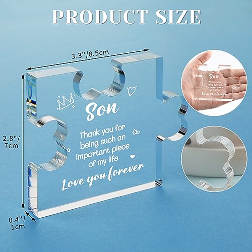 Gifts for Son from Mom - Acrylic Puzzle Plaque (son) – 8.5x7x1 cm