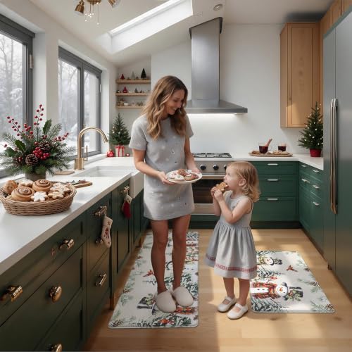 U'Artlines Christmas Snowman & Tree Anti-Fatigue Kitchen Rugs Set of 2