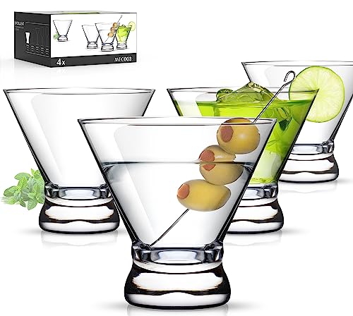 Stemless Martini Glasses Set of 4, 8oz Crystal Cocktail Coupe Glasses