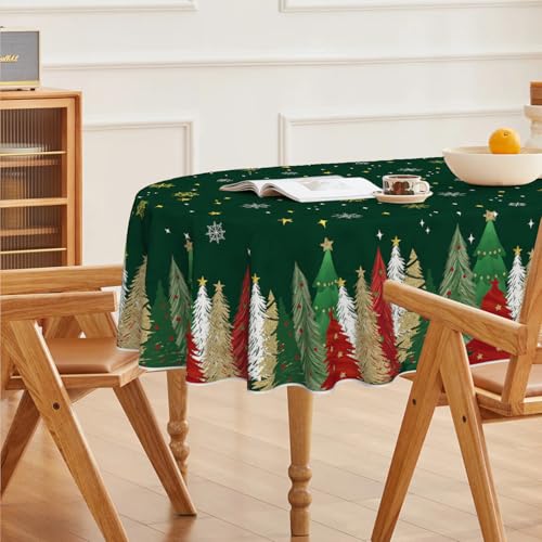 Horaldaily 60 x 84 Inch Oval Christmas Tree Tablecloth Green Holiday Decor
