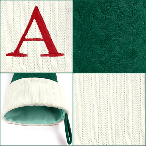 20-Inch Large Knit Monogram Christmas Stocking, Embroidered Letter Stocking