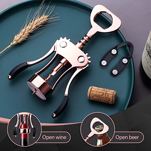 Gold Wing Corkscrew Wine Opener with Foil Cutter - Premium Zinc Alloy Bottle Opening Tool