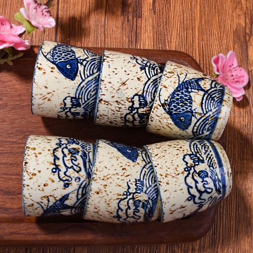 Swlthwen 6-Piece Porcelain Sake Cups Set YL - Japanese Wine & Whiskey Drinkware