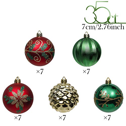 Valery Madelyn Christmas Ornaments Set - Red, Green & Gold Holiday Decorations