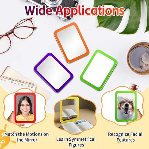 6 Pcs Colorful Shatterproof Acrylic Mirrors, 6x4 Inch Small Craft Mirrors