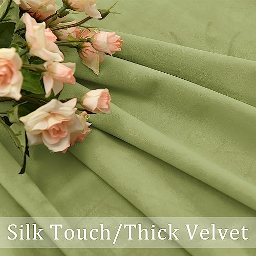 Hiasan Velvet Blackout Curtains Set of 2, 52W x 84L inches, Moss Green