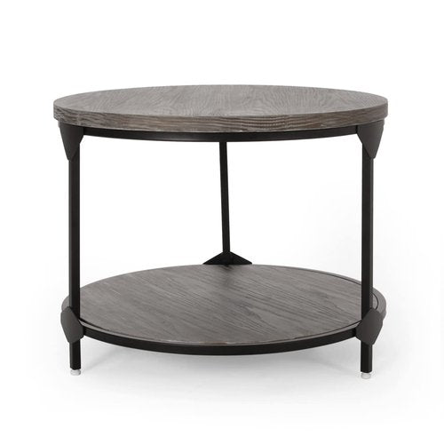 Christopher Knight Home Adeline Modern Industrial Round Coffee Table, Gray and Black