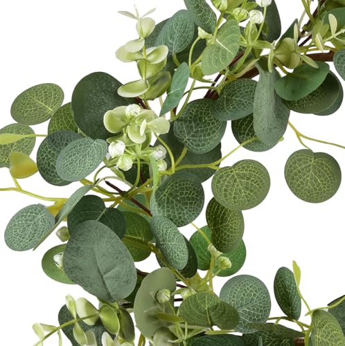 12-Inch Artificial Eucalyptus Wreath with Berries for Farmhouse Door Decor