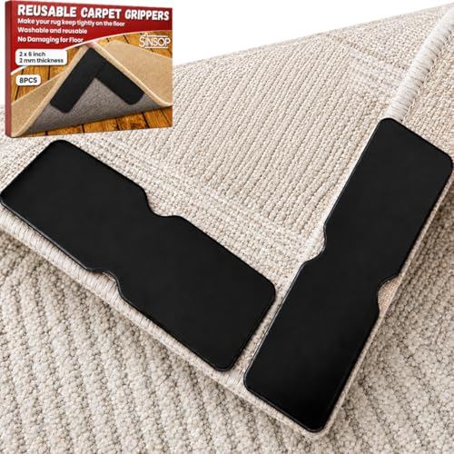 Non-Slip Rug Grippers for Hardwood Floors - Washable Reusable Carpet Pads (8)
