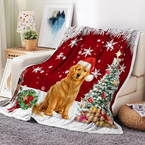 Red Christmas Throw Blanket 50x60in Soft Cozy Holiday Snowflakes Dog Decor