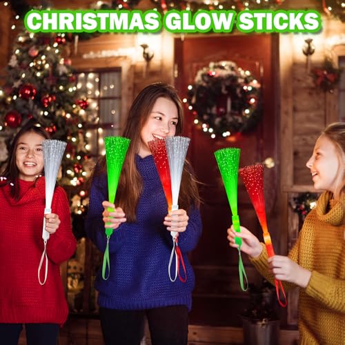 Christmas Fiber Optic Wand Party Favors - 12 Pack, Kids Light Up Toys, Holiday Decorations
