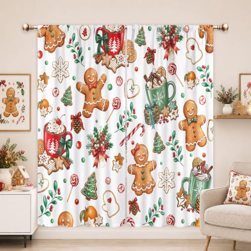 Mitpok Gingerbread Christmas Curtains 52W x 84L, Pack of 2