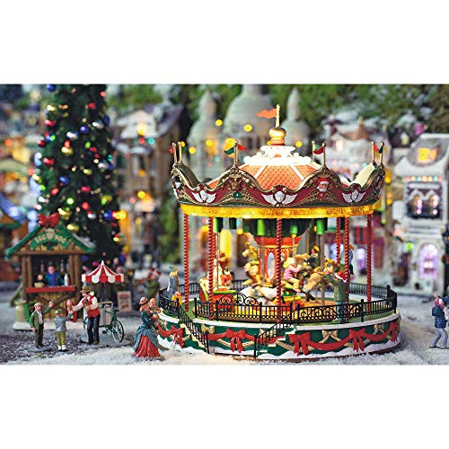 Santa Carousel Carnival Sights & Sounds Animated Christmas Village Decor