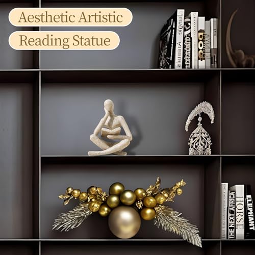 Abstract Thinker Statue Reading Figurine for Bookshelf & Desk Decor