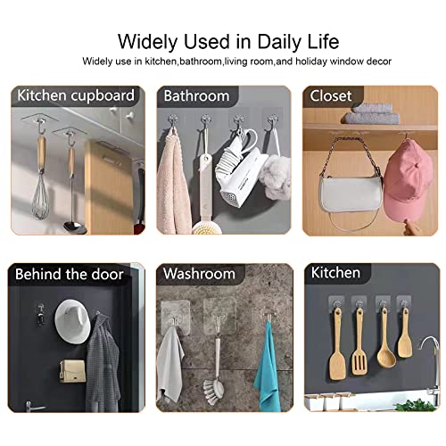 20 Pack Heavy Duty Adhesive Hooks - Strong Waterproof Wall & Ceiling Hooks