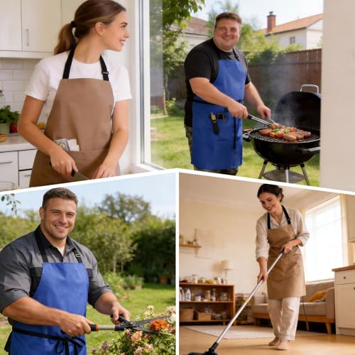 2-Pack Waterproof Bib Aprons with Pockets - Adjustable Chef Apron Set