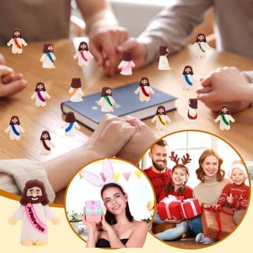 100 Pcs Mini Jesus Figurines, 1.4-Inch Tiny Religious Party Favors