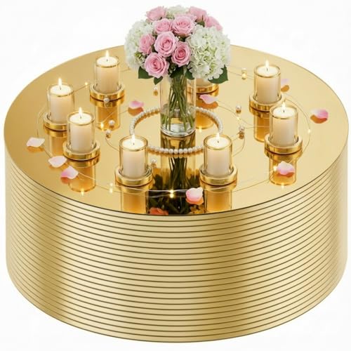24 Pack 12-Inch Round Acrylic Mirror Trays for Wedding Table Centerpieces
