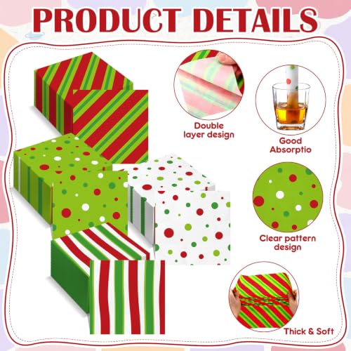 100 Pcs Christmas Paper Napkins Disposable Decoupage Bulk
