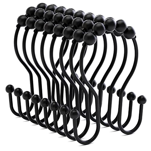 Double Shower Curtain Hooks - Rust-Proof Metal Rings for Curtain and Liner