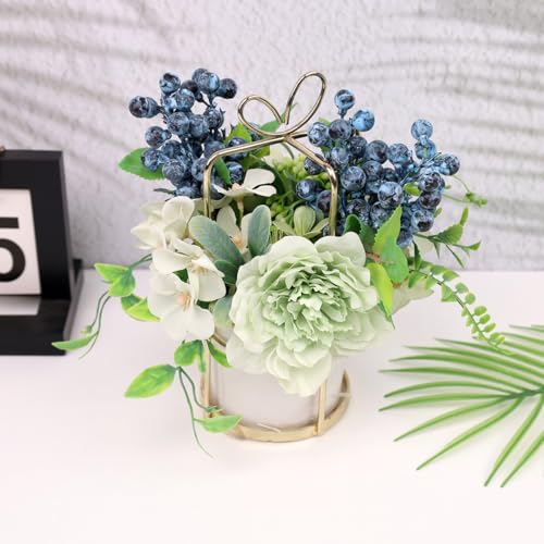 10-Inch Artificial Blueberries with Stems - 3 Pcs for Floral Arrangements