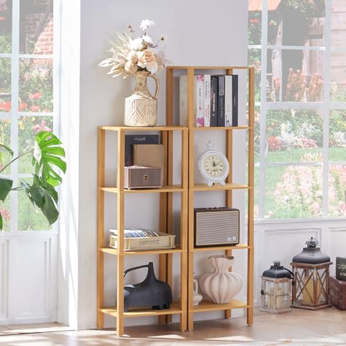 4-Tier Narrow Bookshelf, 41-Inch Tall Wooden Bookcase for Small Spaces