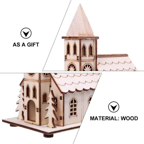 BESPORTBLE Christmas Village House - LED Light-Up Rustic Church Ornament | Beige Mini Building Decor