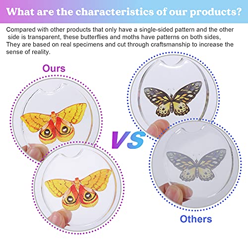 46 Pcs Realistic Double-Sided Paper Butterfly and Moth Set for Resin Art