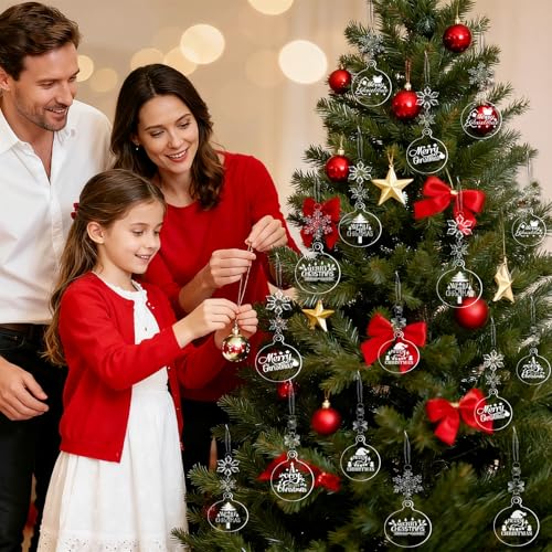 Yesweety 30-Pack Clear Acrylic Ornament Blanks for DIY Christmas Tree Decorations