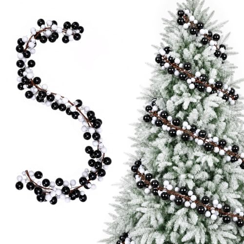 LFUTARI 9ft Black White Christmas Ball Garland - Gothic Xmas Tree Decor